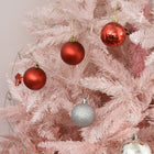 HOMCOM - Arbre de Noël artificiel de 6ft décoration maison ouverture automatique - Rose-Matériaux : PVC, métal 