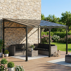 Outsunny - tonnelle adossée 13 pi l x 10 pi L - pergola extérieure murale à toit rigide-Le toit incliné empêche l’accumulation d’eau et supporte les charges de neige