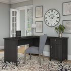 Bush Furniture Salinas - Bureau en forme de L avec rangement - noir vintage (SAD160VB-03)-Bureau en forme de L fini en noir vintage avec une touche légèrement vieillie pour un look décontracté
