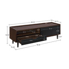 Manhattan Comfort - Meuble TV Duane 59,25 po style Mid-Century Modern - Marron Foncé et Noir-Poignée courbe ouverte avec porte coulissante, étagère supérieure et côté tiroir