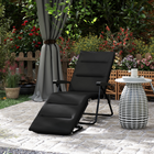 Outsunny - Chaise longue pliante avec coussin - dossier réglable - noir-Dossier réglable et siège inclinable pour un confort personnalisé