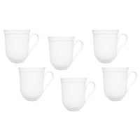 Casa Domani - Tasse blanche Florence embossée 390ml - Lot de 6-En porcelaine avec un motif délicat en relief sur un profil festonné.