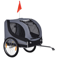 PawHut - Remorque de vélo pour chien, chariot pliable pour voyage, gris-Cadre en acier robuste et tissu Oxford 600D durable 