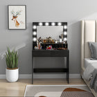 HOMCOM - Coiffeuse avec miroir éclairé - 31,5 po L x 15,7 po l x 53,1 po H - noir-Trois modes d’éclairage répondent à divers besoins d’application de maquillage 