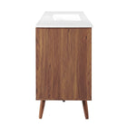 Modway - Transmit Évier simple 48" Vanette de salle de bain - Blanc noyer-Tiroirs à extension complète