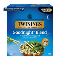 Twinings - Sachets de tisane pour l’heure du coucher - paquet de 50-Préparée avec de la camomille, de la menthe verte, de la citronnelle, des feuilles d’oranger, de l’écorce de citron et des baies d’aubépine pour une tisane douce et onctueuse