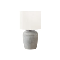 Monarch Specialties - Luminaire - 17 po H Lampe De Table - Céramique Gris - Abat-Jour Ivoire / Crème - Contemporain-Cette lampe de table de 17 pouces de haut est dotée d'une élégante base en céramique grise texturée et d'un abat-jour contemporain en tissu ivoire, parfait pour ajouter une touche tendance à votre salon, votre chambre ou votre bureau à domicile