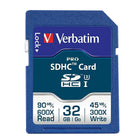 Verbatim - Carte mémoire 600x Pro SDHC, 32 Go, classe 10-La carte mémoire de série Pro 600X de Verbatim de 32 Go maximise votre capacité de saisir, de décharger et de traiter votre photographie numérique ou vidéo haute définition 1080p. De classe 10 pour dispositifs hôte munis d'une interface haute vitesse standard. Commutateur de protection en écriture pour prévenir la suppression accidentelle de données.