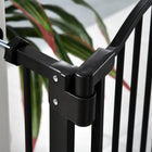 PawHut - Barrière pour Animaux 29"-32" L avec Porte Porte pour Chiens à Montage par Pression pour Escaliers - Noir-Le cadre en métal sans plomb est solide et robuste