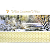 Mill Brook Studio - Cartes de souhaits Noël / Enveloppes - 5-3/8 po x 7-3/4 po - Voeux Chaleureux - Ruisseau enneigé - Paquet de 18-Cartes de souhaits qualité boutique