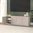 Hudson&Canal - Meuble TV Renad pour téléviseurs jusqu'à 78" - Blanc aulne-Dimensions du produit : 15,5" L x 69,63" l x 24" H