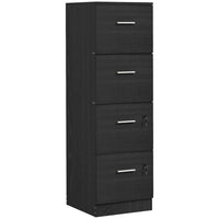HOMCOM - Classeur à 4 tiroirs pour documents Letter/A4 avec verrouillage - noir-4 tiroirs à dossiers avec barres de suspension réglables pour dossiers A4 et lettre 
