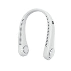 Powerology - Ventilateur de cou rechargeable avec écran numérique à DEL - blanc-Ventilateur de cou mains libres offrant un flux d'air à 360 degrés