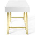 Modway - Jettison Bureau - Or Blanc-Pieds en acier inoxydable doré