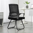 HOMCOM - Fauteuil d'accueil avec support lombaire et sans roulettes - noir-Convient aux bureaux et aux zones de réception 