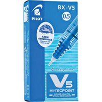 Pilot – Stylos à bille roulante Hi-Tecpoint V5 – 0.5mm - Bleu – Paquet de 12  -Technologie novatrice d'encre liquide pour une écriture très lisse