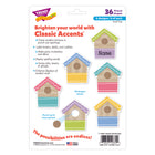 TREND enterprises - Ensemble d'accessoires classiques Nichoirs de jardin - Paquet de 36-Découpé avec du papier cartonné durable. 6 couleurs, 6 de chaque, pour 36 par paquet