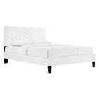 Modway - Roxanne Performance Velvet Lit de plateforme complet, Blanc-Lit double moderne vintage