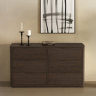 Manhattan Comfort - Evelyn 60" Moderne Commode Double à 6 Tiroirs - Marron-Disponible en trois finitions – choisissez entre naturel, brun chaud ou gris charbon, chacune mettant en valeur la texture raffinée du bois et l’élégance intemporelle de la commode