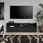 Prepac - Meuble de rangement pour téléviseur Simply Modern 70,25 po avec 3 tablettes et 3 tiroirs - Noir-Dimensions de l'étagère : 22,5 po L x 15,75 po P x 7,75 po H