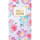 AT-A-GLANCE - Agenda mensuel de 2 ans de poche BADGE floral 2024-2025 - 3 5/8 po x 6 3/16 po - multicolore - bilingue -Parfait pour les personnes en déplacement, ce journal présente un motif floral sur la couverture et est facile à emporter avec vous