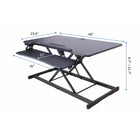 Rehausseur de bureau électrique Rocelco 46" avec prise secteur, chargeur USB et grand clavier Tracy - Noir-Emplacement de 10.25 po de large pour une tablette ou un téléphone.