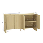 Manhattan Comfort - Buffet moderne Linda 60" à 4 portes - Chêne naturel-Comprend 2 ouvertures pour la gestion des câbles et des médias