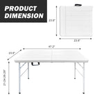 Homy Casa - Table pliante portative en plastique effet bois de 4 pi avec 4 hauteurs réglables - Blanc-La conception pliable permet de gagner de l’espace lorsque la table est rangée