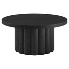 Hudson&Canal - Table basse ronde cannelée Olie - 32 po l - Grain noir-La table est fabriquée en MDF de haute qualité et durable, avec une structure interne en métal