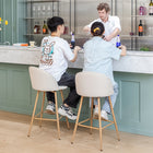 Homy Casa - Tabourets de Bar 26'' avec Siège Tissu Beige - Paquet de 2-Repose-Pieds Intégré : Inclut un repose-pieds intégré pour un confort et un soutien accrus.