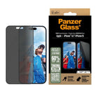PanzerGlass - Ultra-Wide Fit Privacy Protecteur d'écran iPhone 16/15 - Noir-Le contenu de votre écran est quasiment invisible pour tout le monde sauf vous.