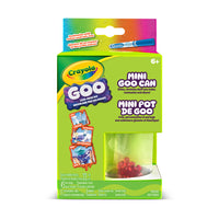 Crayola - Mini pot de Goo-MINI POT DE GOO CRAYOLA : 1 sachet de mélange GOO peu salissant, 1 p'tit extra, 1 marqueur lavable ultra-propre, 1 pot de rangement avec couvercle et un bâtonnet pour mélanger