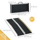 HOMCOM - Rampe d'accès pliable pour fauteuil roulant 5 pi, seuil antidérapant pour scooter, noir-Conception pliable pour le transport et le rangement 
