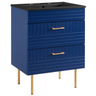 Modway - Daybreak 24" Vanette de salle de bain - Bleu Noir-MEUBLE DE SALLE DE BAIN CONTEMPORAINE - Doté d’un design épuré et d’une quincaillerie en métal doré, ce meuble intègre un style contemporain à votre espace de salle de bain