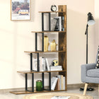HOMCOM - Bibliothèque présentoir style industriel - brun rustique-Avec un style élégant et moderne, elle convient à une variété de scénarios : chambre, salon, débarras 