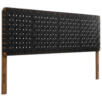 Modway - Sparta Tissage Cuir végane Tête de lit King, Noir noyer-Tête de lit King size seulement