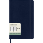 Moleskine - Carnet Semainier 12 mois 2027, Large 5" x 8.25", Couverture souple , Bleu saphir-Message en cas de perte imprimé sur la page de garde