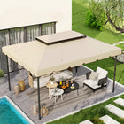 Outsunny - toit de remplacement pour gazebo 13 pi L x 10 pi l, crème blanc, seulement le haut-Le toit à 2 niveaux est plus esthétique et facilite la circulation de l'air ainsi que la résistance au vent