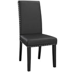 Modway - Parcel Vinyle Fauteuil d’appoint de salle à manger Ensemble de 4 - Noir-Rembourrage en mousse dense pour le confort