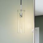 Modway - Skylark Lumière suspendue - Nickel poli transparent-Abat-jour cylindrique en verre
