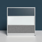 Luxor - Mur modulaire 70 x 70 - Cadre gris large, fenêtre givrée, tableau blanc, PET gris frais-Améliore la diffusion de la lumière tout en réduisant les distractions