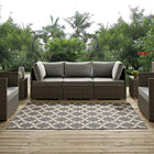 Modway - Cerelia Treillis marocains intérieurs et extérieurs Tapis 9 pi l x 12 pi L - Gris et beige-Tapis durable d’intérieur et d’extérieur