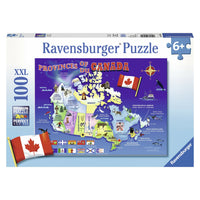 Ravensburger - Puzzle Carte du Canada 100 pièces-Les puzzles pour enfants Ravensburger comportent de grandes pièces durables que les petites mains peuvent facilement tenir pour de nombreux divertissements répétés.