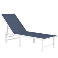 Outsunny - Chaise longue d’extérieur - chaise de bronzage 5 positions - bleu foncé-Pour que plusieurs personnes puissent bronzer ou se détendre ensemble autour de la piscine