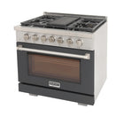Kucht - 36 po Série KFX-X Cuisinière Pro Style au gaz naturel - Acier inoxydable/Gris ciment-Convertible au propane liquide
