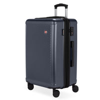 Swiss Gear - Valise pivotante moyenne 24 po - bleu marine-Poignée télescopique escamotable avec activation facile par le pouce du bouton de verrouillage