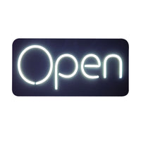 Futech - Enseigne ouverte à LED - 18-1/4 po L x 19 po H - Noir/Blanc-Panneau robuste en PVC noir avec néon blanc