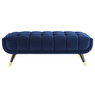 Modway - Adept 47.5" Performance Velvet Banc - Bleu Minuit-Un certain assemblage requis