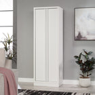 Sauder - Meuble de rangement Merton Hall - Blanc-étagères réglables: Trois étagères réglables et une étagère fixe pour une polyvalence de rangement optimale. Chaque étagère réglable a une capacité de poids maximale de 25 lb