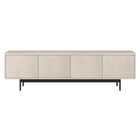 Hudson&Canal - Meuble TV Abington pour téléviseurs jusqu'à 75" - Blanc aulne-Une conception de transition peut accueillir des téléviseurs jusqu'à 75 pouces pour votre espace de divertissement